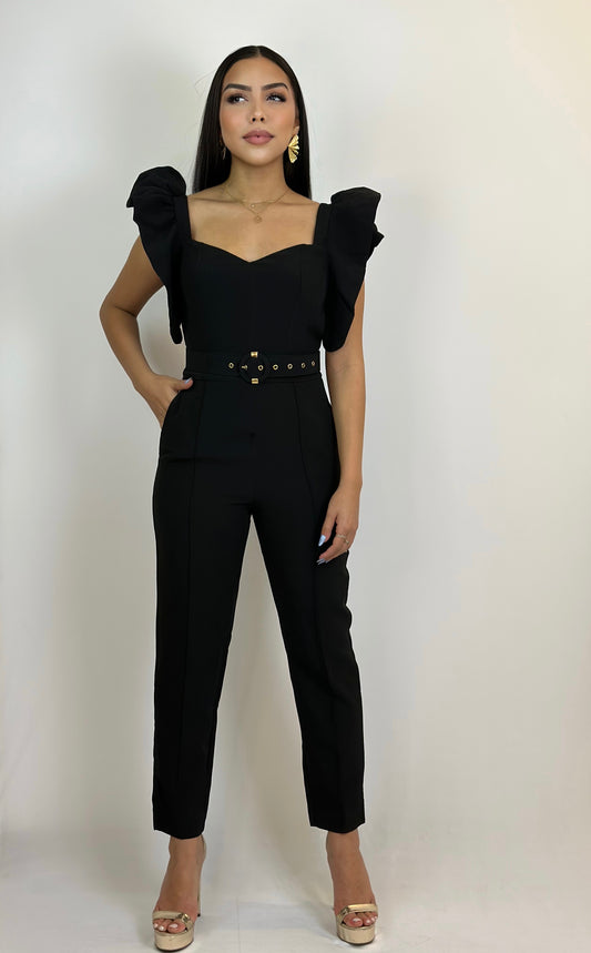 Amie Tailored Jumpsuit with Structural Ruffle Detail